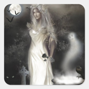 Halloween-Hexe Quadratischer Aufkleber