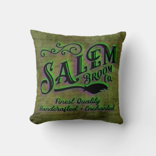 Halloween Hexe Salem Broom Company Sign Kissen