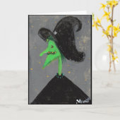 Halloween-Hexe-Schablone Karte (Gelbe Blume)