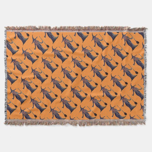 Halloween Hexe Schwarz Orange Muster Gruselig Decke (Vorderseite)