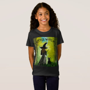 Halloween Hexe Schwarze Katze Gruselige Wasserfarb T-Shirt