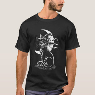 Halloween Hexe schwarze Katze T-Shirt