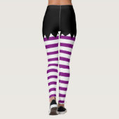 Halloween-Hexe-Schwarzes mit weißen Streifen Leggings (Rückseite)