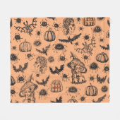 Halloween Hexe Silhouette: Cartoon Muster. Fleecedecke (Vorderseite (Horizontal))