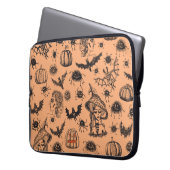 Halloween Hexe Silhouette: Cartoon Muster. Laptopschutzhülle (Vorderseite Links)