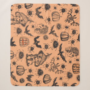 Halloween Hexe Silhouette: Cartoon Muster. Sherpadecke