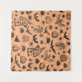 Halloween Hexe Silhouette: Cartoon Muster. Wandteppich (Vorderseite (Horizontal))