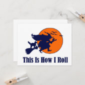 Halloween Hexe - So Roll ich Karte (Vorderseite/Rückseite Beispiel)