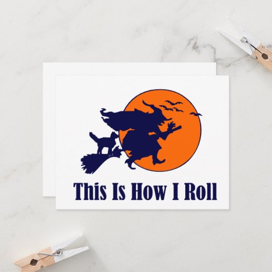 Halloween Hexe - So Roll ich Karte (Vorderseite/Rückseite Beispiel)