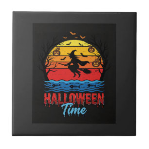 Halloween Hexe Sonnenuntergang Vektor Fliese