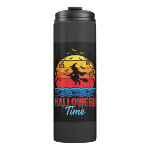Halloween Hexe Sonnenuntergang Vektor Thermosbecher