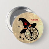 Halloween Hexe Spinne Monogramm Y Benutzerdefinier Button (Vorne & Hinten)