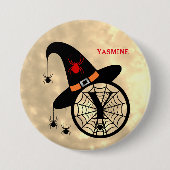 Halloween Hexe Spinne Monogramm Y Benutzerdefinier Button (Vorderseite)