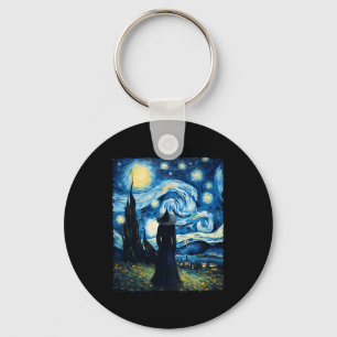 Halloween Hexe Starry Night Van Gogh Aesthetic Pa Schlüsselanhänger