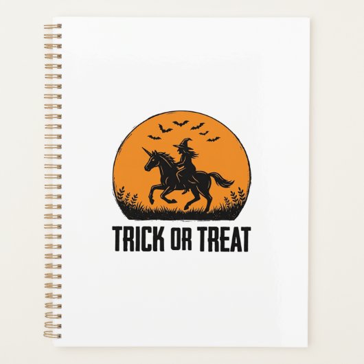 Halloween Hexe Süßigkeiten Oder Saures Vintage Mon Planer (Vorderseite)