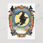 Halloween Hexe über dem Mond Postkarte (Vorderseite)
