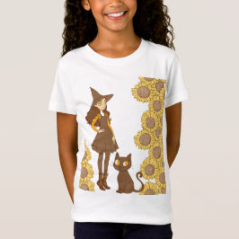 "Halloween Hexe und Cat Fine Jersey T - Shirt" T-Shirt