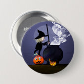 Halloween Hexe und Cauldron Button (Vorne & Hinten)