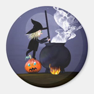 Halloween Hexe und Cauldron Magnet