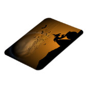 Halloween Hexe und Cauldron mit Fledermäusen Magnet (Linke Seite)