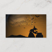 Halloween Hexe und Cauldron mit Fledermäusen Visitenkarte (Rückseite)
