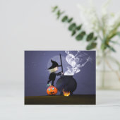 Halloween Hexe und Cauldron Postkarte (Stehend Vorderseite)