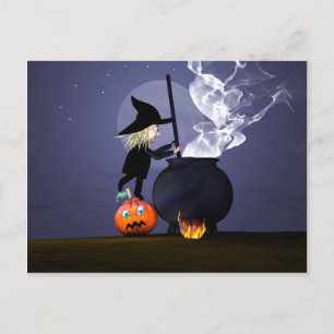 Halloween Hexe und Cauldron Postkarte
