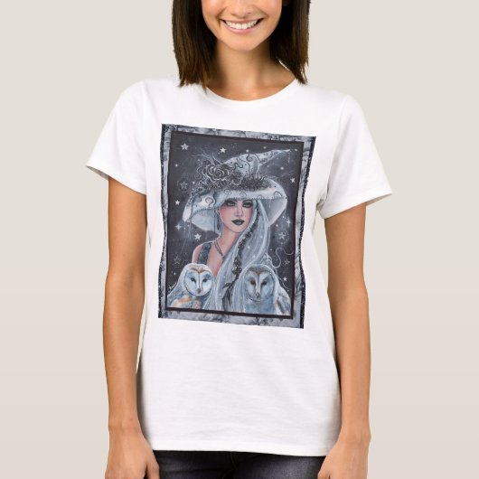 Halloween-Hexe und Eule T-Shirt (Vorderseite)