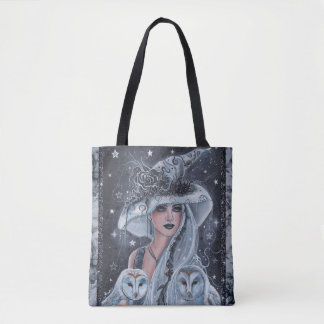 Halloween-Hexe und Eule Tasche