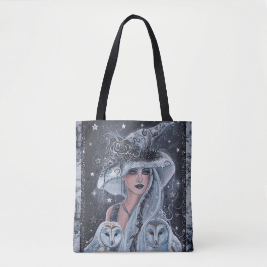 Halloween-Hexe und Eule Tasche (Vorderseite)