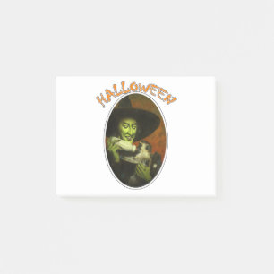 Halloween Hexe und fliegender Affe Post-it Klebezettel