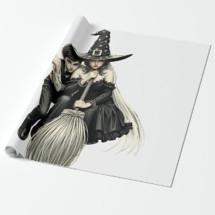 Halloween Hexe und Junge: Dunkle Magie Geschenkpapier
