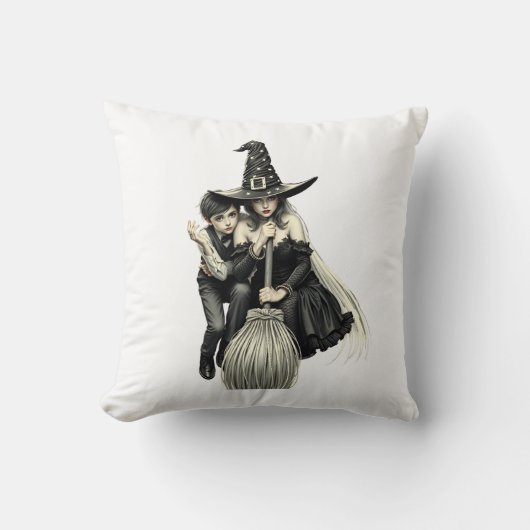 Halloween Hexe und Junge: Dunkle Magie Kissen (Vorderseite)