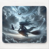 Halloween Hexe und Katze auf einem Zimmer Mousepad (Vorne)