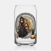 Halloween Hexe und Katze Dosenglas (Rückseite)