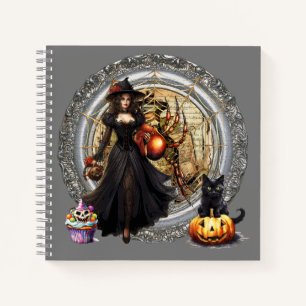 Halloween Hexe und Katze Notizblock