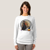 Halloween Hexe und Katze T-Shirt (Vorne ganz)