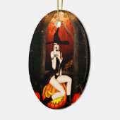 Halloween Hexe und Kürbis Keramik Ornament (Links)