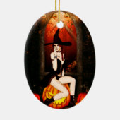Halloween Hexe und Kürbis Keramik Ornament (Hinten)