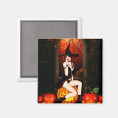 Halloween Hexe und Kürbis Magnet (Vorderseite/Rückseite)