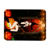 Halloween Hexe und Kürbis Magnet (Horizontal)