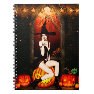 Halloween Hexe und Kürbis Notizblock