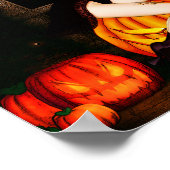 Halloween Hexe und Kürbis Poster (Ecke)