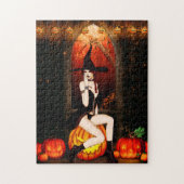 Halloween Hexe und Kürbis Puzzle (Vertikal)