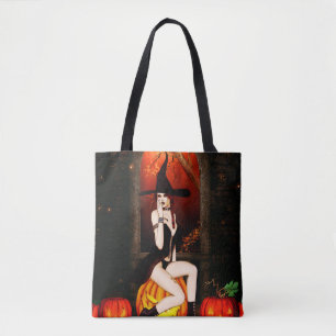 Halloween Hexe und Kürbis Tasche