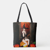 Halloween Hexe und Kürbis Tasche (Rückseite)