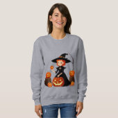 Halloween-Hexe und Kürbisernte-Spaß Sweatshirt (Vorne ganz)