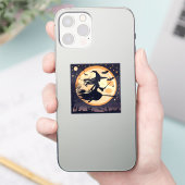 Halloween, Hexe und Mond, Rotzunge Aufkleber (Telefon)