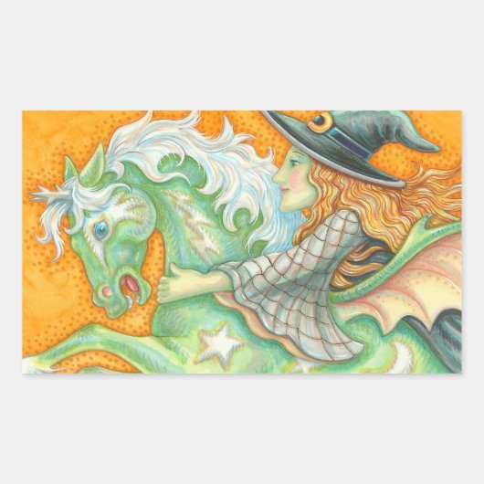 HALLOWEEN HEXE UND PFERD AUFKLEBER BOGEN (Vorderseite)