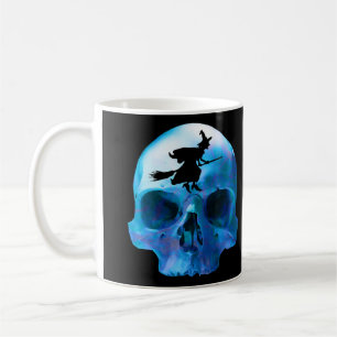 Halloween Hexe und Schädel Kaffeetasse